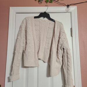 moon & madison Light Beige Cable Knit Cardigan